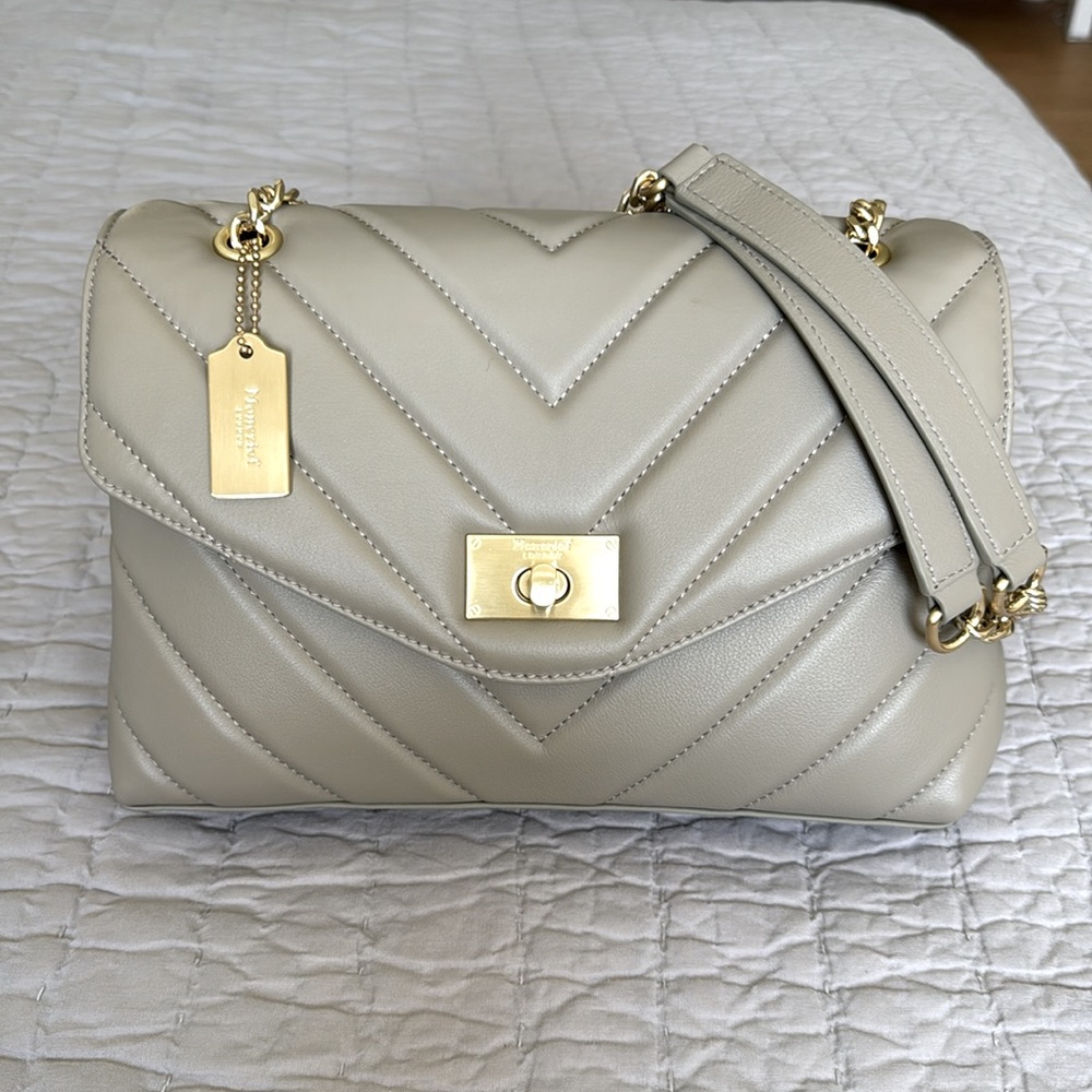 Moncrief London Quilted Leather Shoulder & Crossbody Bag - Taupe